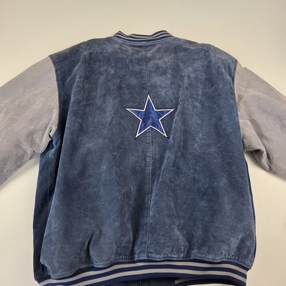 Vintage 90s Dallas Cowboys Pro Player Suede LeatherJacket Men's 2XL Two Tone‎ - Picture 13 of 13